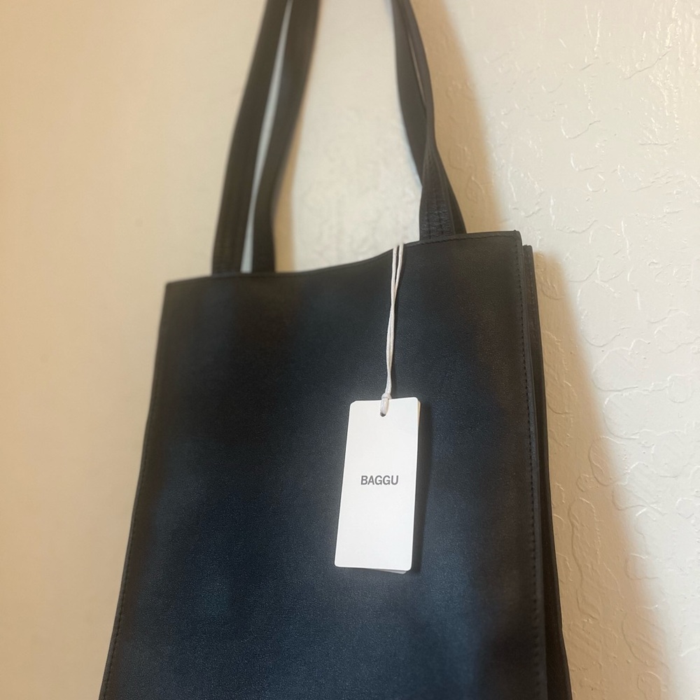 Baggu Black Leather Tote Bag